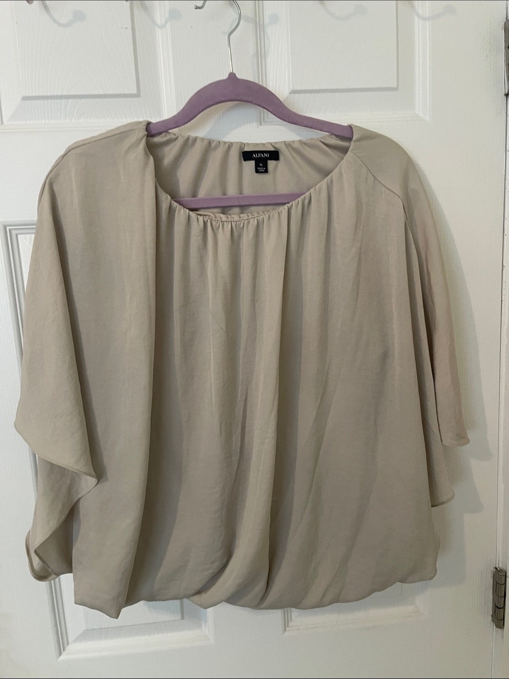 Alfani Light Beige Flowing Batwing Blouse